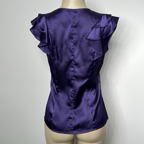 Bisou Bisou S/CH purple satin blouse - Picture 4 of 5